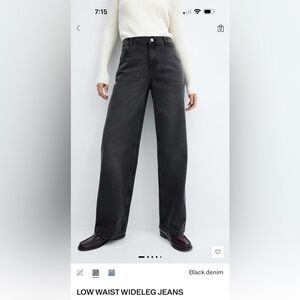 Mango Black Wide-Leg Jeans